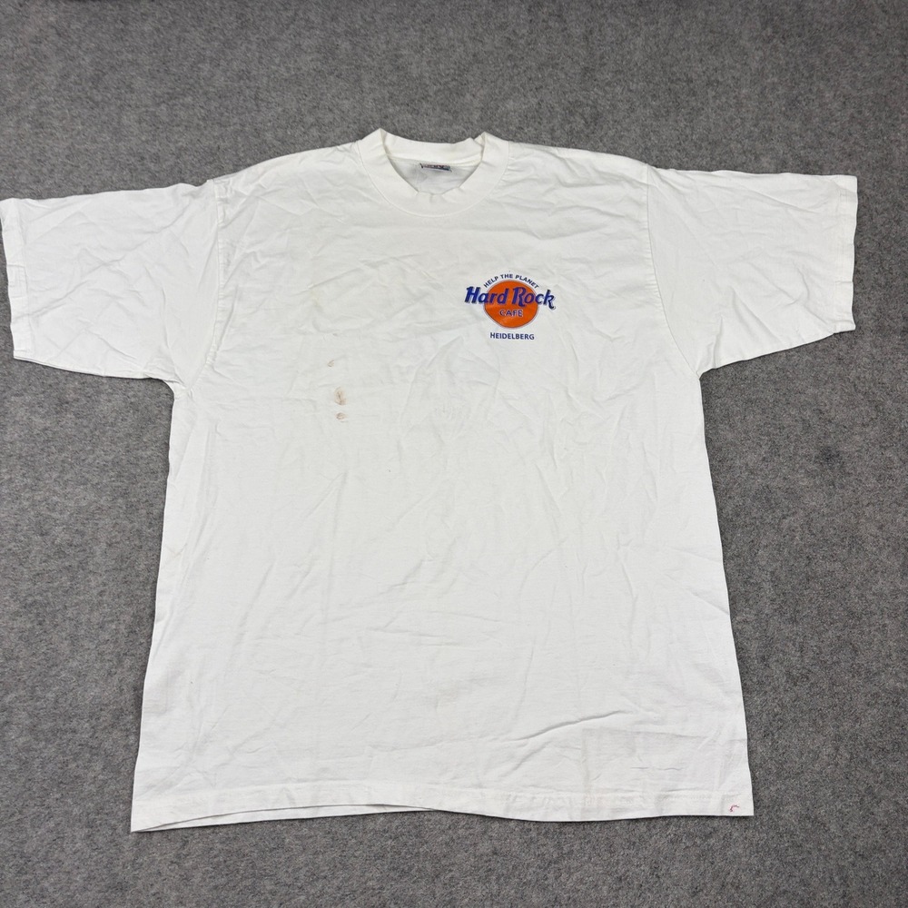 Hard Rock Cafe T Shirt Mens 2XL White Heidelberg Germany Help The Planet Vintage - Picture 2 of 14